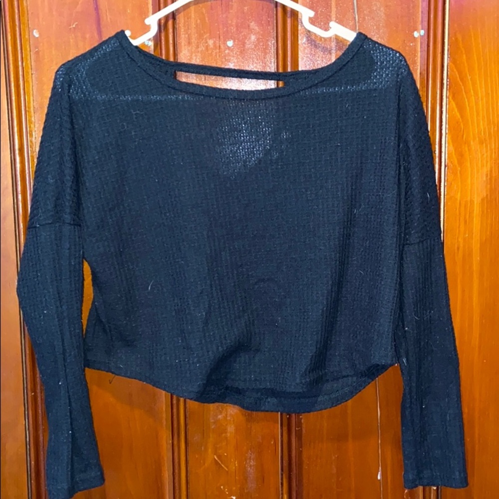 Black crop top with open back